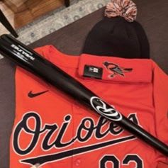 Orioles Jersey, MLB bat, and swag item