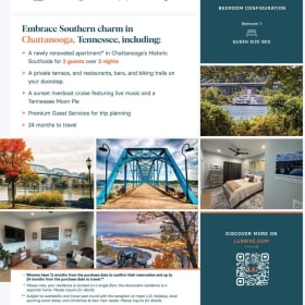 Chattanooga Southern Charm, 2 guest, 3 nights, 1Bed, 1Bath item