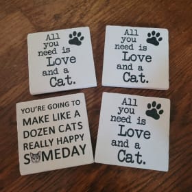 Cermic Tile Cat Themed Coasters item