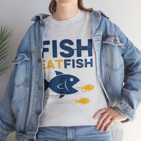 Fish Eat Fish / Runners Run Adult Tee (male ch) 4XL-5XL) item