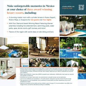 Memories of Mexico 2 Guests, 4 Nights, 1Bed, 1 Bath item