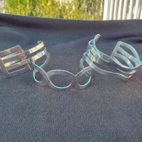 3 Cuff Bracelet Set - Silver in color item