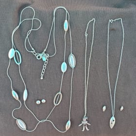 3 Necklaces& 2 Earring set Bundle (silver color) item