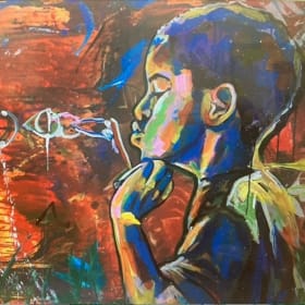 “Black Boy Blowing Bubbles” Original Painting item