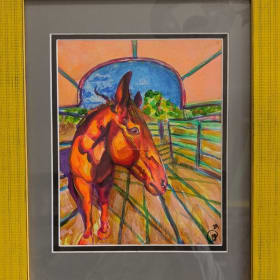 "Red" acrylic painting on canvas board by Julie Ragland item