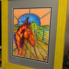 "Red" acrylic painting on canvas board by Julie Ragland item