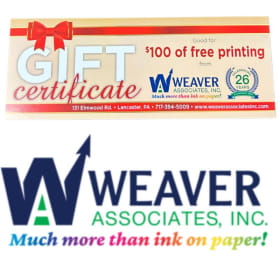 $100 worth of printing from Weaver's Associates item