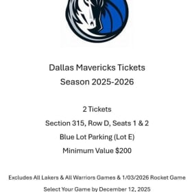 Dallas Mavericks Tickets & Parking item