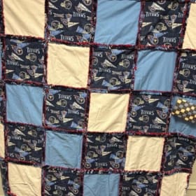 Handmade reversible cotton and fleece quilt item