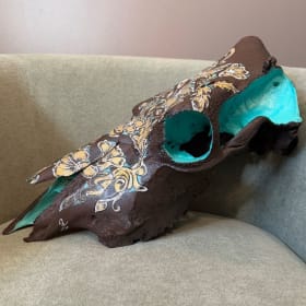 CWDesigns Authentic Hand Painted Cow Skull item