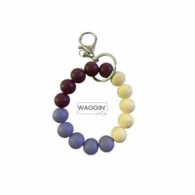 Cream, purple, maroon silicone homemade beaded keychain item