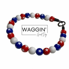 Star Spangled beaded dog collar Size 19" item