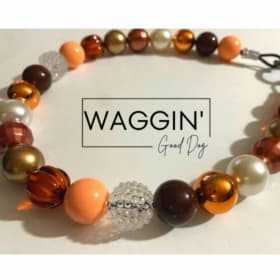 Peach Tea homemade beaded dog necklace 21” item