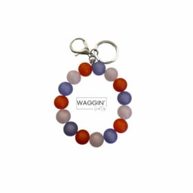 Frosted red white & blue homemade beaded keychain item