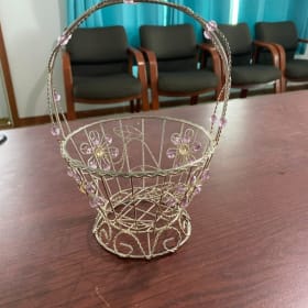 Silver metal beaded basket item