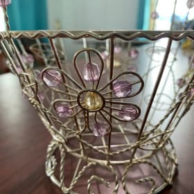 Silver metal beaded basket item