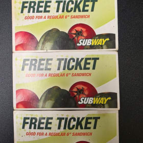 Three (3) 6-Inch Subway Sandwiches of Your Choice item