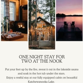 One Night Stay for Two at the Nook item