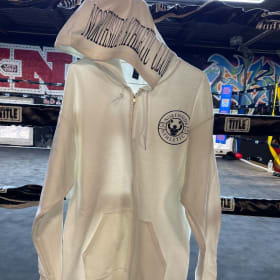 #33 Zip Up Hoodie (White) w/ Hood and Lapel Logo item