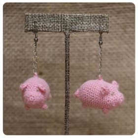 Hand-Knitted Swiss Piglet Earrings item