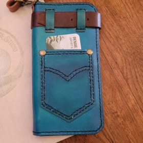 Hand built and dyed Jean Wallet item