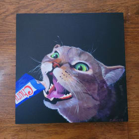 "Churu Noms" Acrylic on wood painting item