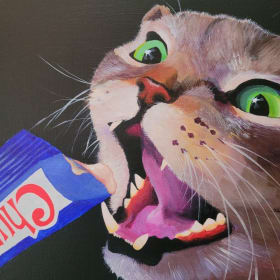 "Churu Noms" Acrylic on wood painting item