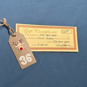36. $50 Gift card to OPA! Cafe item