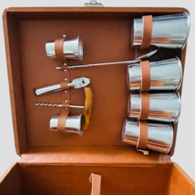 Vintage Travel Bar Suitcase Cocktail Set item
