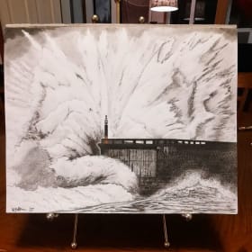 'The Marker' 12x14 framed original charcoal item