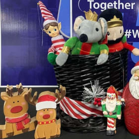 Frosty's Black Straw Hat Filled With Christmas Goodies item