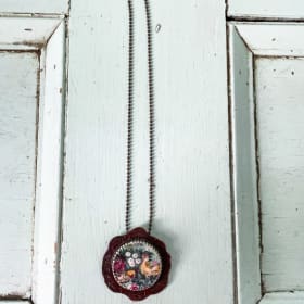 Vintage China Chickens in Copper Necklace item