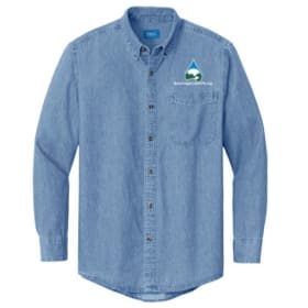 Embroidered Liteweight Denim Faded Blue Lg Sleeve Shirt S-XL item