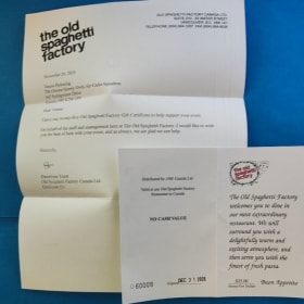 The Old Spaghetti Factory Gift Certificate item