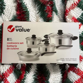 Giant Tiger - 8 Piece cookware set and wine bottle decor item