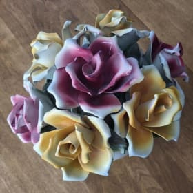 Used Vintage Italian Porcelain Capidemondo Roses Centerpiece item