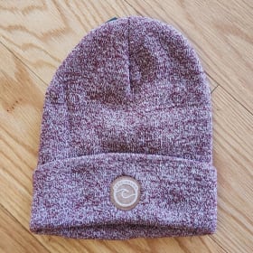 Cape Arena Marled Knit Beanie with Leather Patch - Maroon item