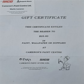 2 x $25 Cameron's Paint Centre - Gift Certificates (Copy) item