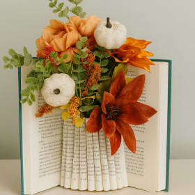 Handcrafted Autumn Book Bloom Décor item