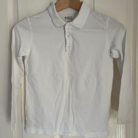 White LS polo shirt no logo s.8-9 (M&S) item