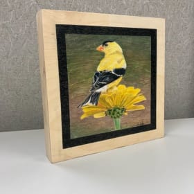 Chardonneret (crayons de couleur et aquarelle sur bois) item
