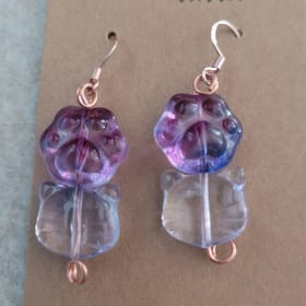 Glass Cat paw and head Bracelets and Earrings item