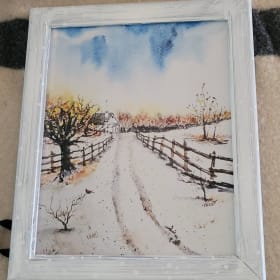 Watercolor Road in Painted Frame item