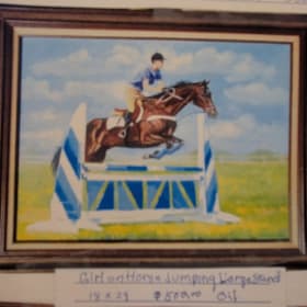 Blue/white - Oil Painting of Jumping Horse (18x24) item