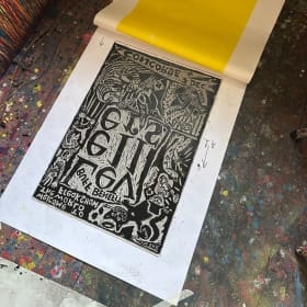 Huge Extremely Rare One-Off Lino Print by Jeremy Cunningham item
