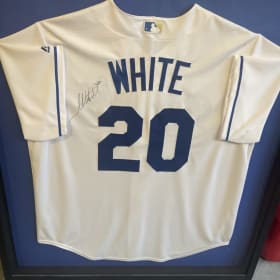 Frank White 1985 World Series JerseySigned and framed item