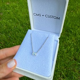 14K WHITE GOLD AND EMERALD CUT DIAMOND SOLITAIRE NECKLACE item