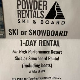 High performance ski/snowboard rental and apparel swag item
