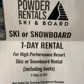 1 day High performance ski/snowboard rental and apparel item