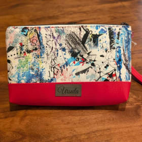 Handmade Wristlet - Paint Splatter print with Red item